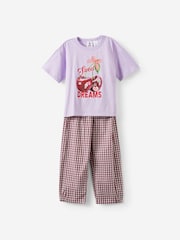 Cotton On Purple Sleep T-Shirt & Poplin Pyjamas Set - Image 1 of 3