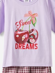 Cotton On Purple Sleep T-Shirt & Poplin Pyjamas Set - Image 2 of 3