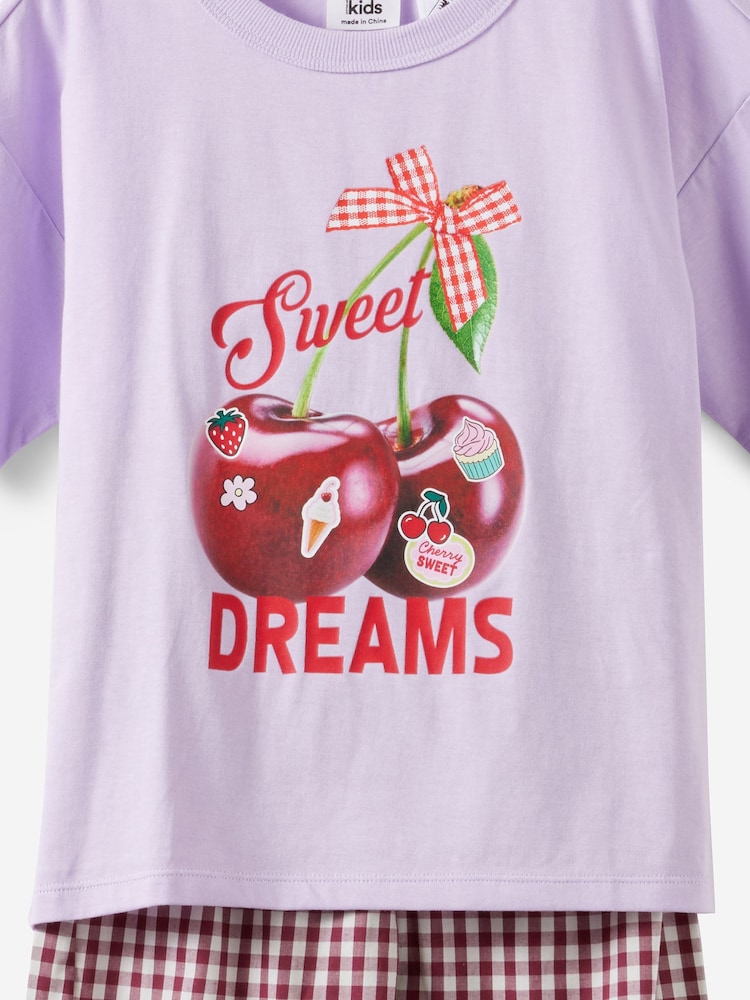 Cotton On Purple Sleep T-Shirt & Poplin Pyjamas Set - Image 2 of 3 Cotton On Purple Sleep T-Shirt & Poplin Pyjamas Set - Image 2 of 3