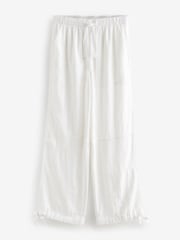 White Linen Blend Parachute Trousers - Image 5 of 6