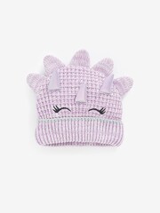 Lilac Purple 3D Dino Beanie Hat (3mths-6yrs) - Image 1 of 2