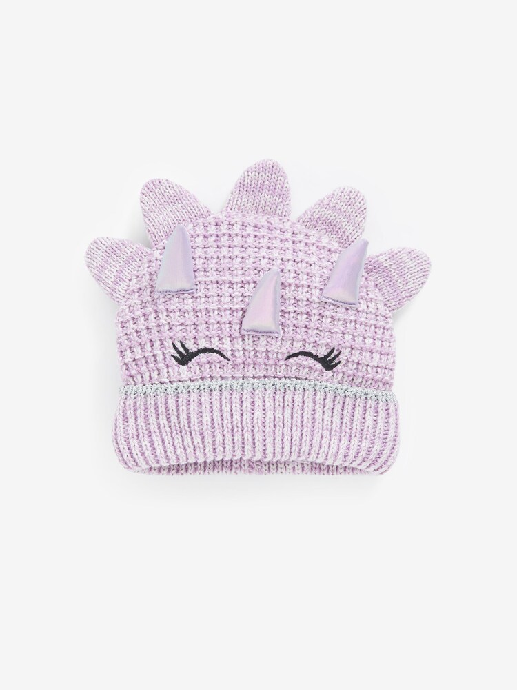 Lilac Purple 3D Dino Beanie Hat (3mths-6yrs) - Image 1 of 2