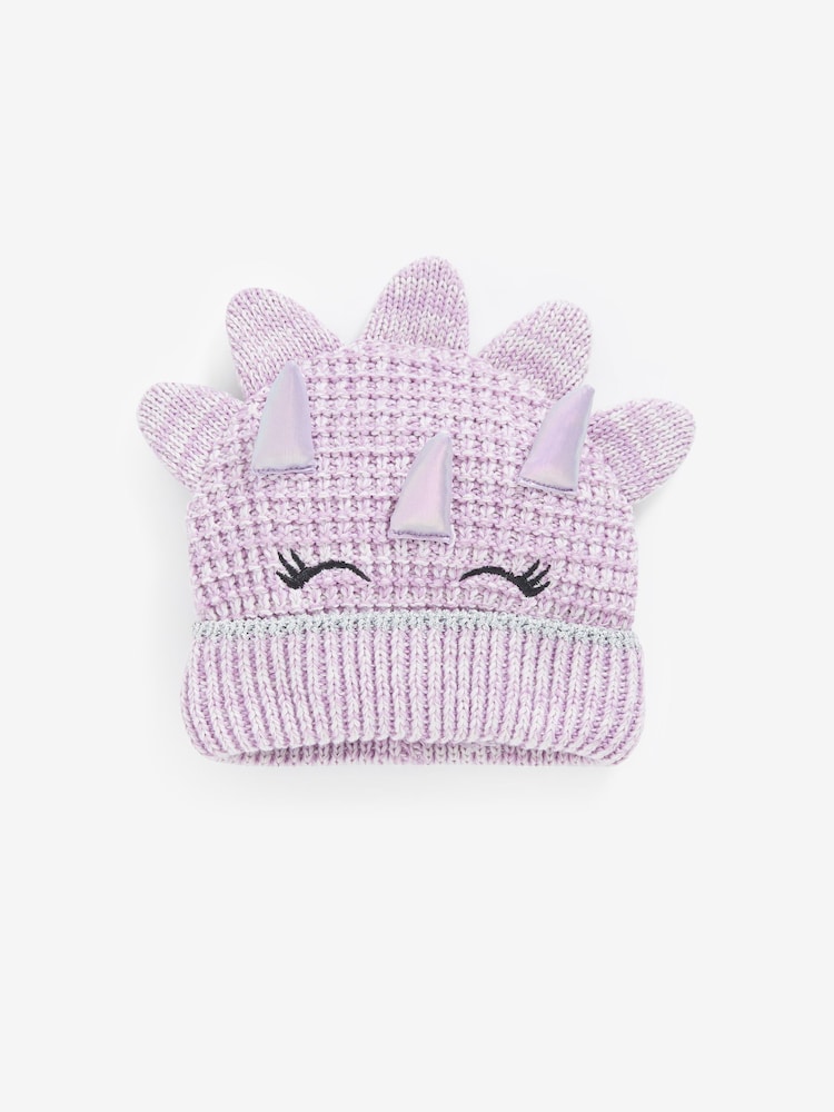 Flieder-Violett - 3D Dino Beanie-Mütze (3 Monate bis 6 Jahre) - Bild 1 von 2 Flieder-Violett - 3D Dino Beanie-Mütze (3 Monate bis 6 Jahre) - Bild 1 von 2