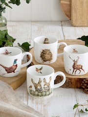 Royal Worcester Set of 4 White Wrendale Designs Woodland Mugs - Image 1 of 2