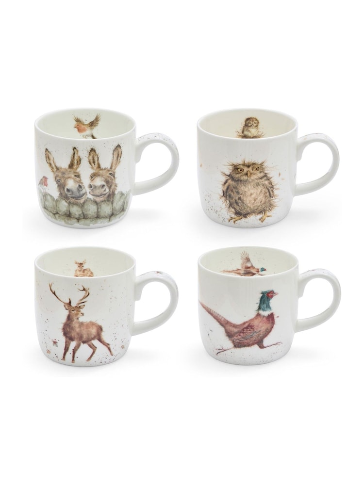 Royal Worcester Set of 4 White Wrendale Designs Woodland Mugs - Image 2 of 2 Royal Worcester Set of 4 White Wrendale Designs Woodland Mugs - Image 2 of 2