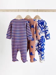 Cobalt Blue Dino Baby 100% Cotton Sleepsuits 3 Pack (0mths-3yrs) - Image 2 of 9