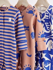 Cobalt Blue Dino Baby 100% Cotton Sleepsuits 3 Pack (0mths-3yrs) - Image 3 of 9