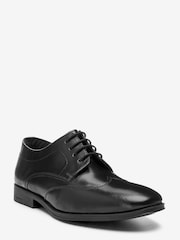 Black School Leather Wing Cap Lace-Up Shoes - Image 2 of 4