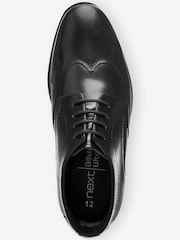 Black School Leather Wing Cap Lace-Up Shoes - Image 3 of 4
