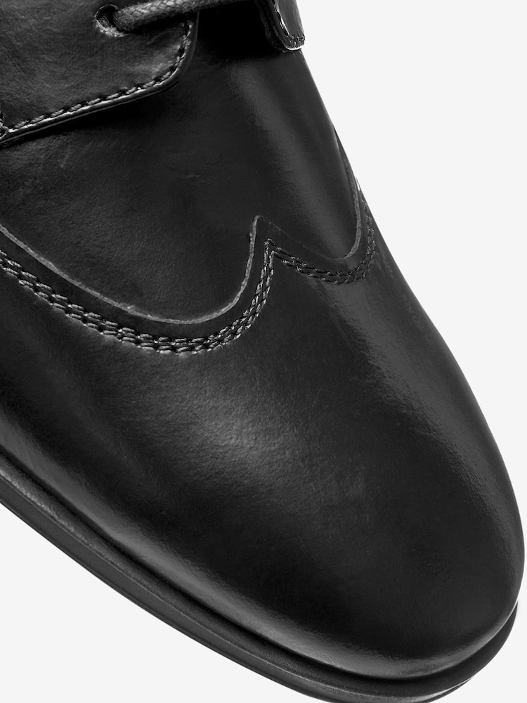 Black School Leather Wing Cap Lace-Up Shoes - Image 4 of 4