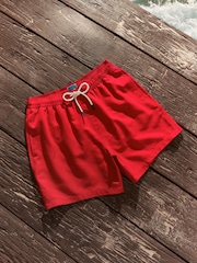 Bright Red Plain Essential Swim Shorts - Image 5 of 10