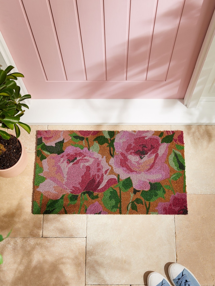 Pink Rose Print Doormat - Image 2 of 7