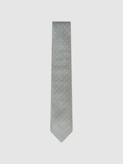 Reiss Soft Sage Liam Silk Polka Dot Tie - Image 1 of 5