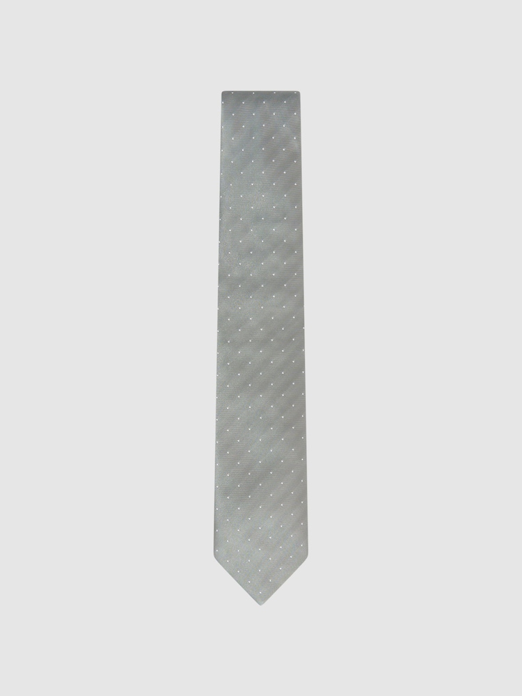 Reiss Soft Sage Liam Silk Polka Dot Tie - Image 1 of 5