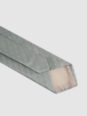 Reiss Soft Sage Liam Silk Polka Dot Tie - Image 4 of 5