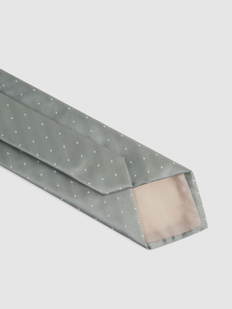 Reiss Soft Sage Liam Silk Polka Dot Tie - Image 4 of 5