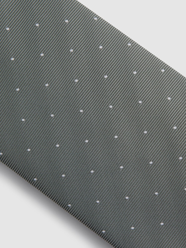 Reiss Soft Sage Liam Silk Polka Dot Tie - Image 5 of 5
