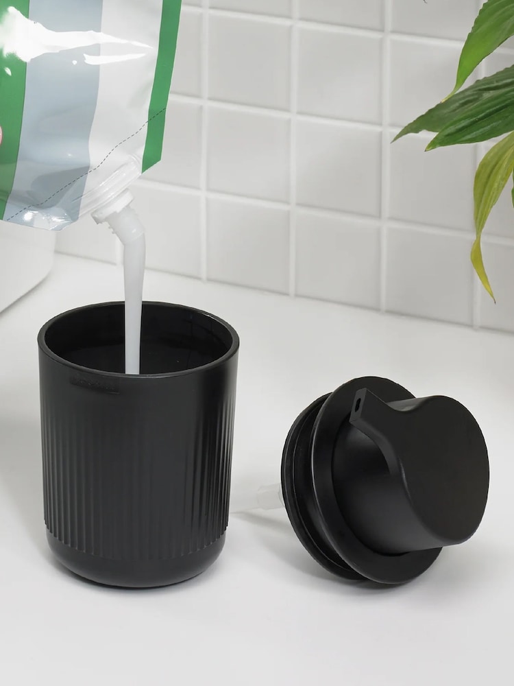ReBorn Graphite Black Soap Dispenser & Toothbrush Holder Bundle - Image 2 of 6 ReBorn Graphite Black Soap Dispenser & Toothbrush Holder Bundle - Image 2 of 6