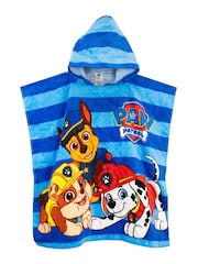 Character Blue Paw Patrol License Kids Printed Swim And Beach 100% Cotton Towel Poncho - Image 1 of 5
