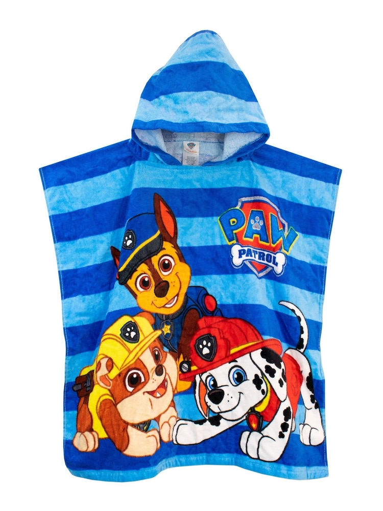 Character Blue Paw Patrol License Kids Printed Swim And Beach 100% Cotton Towel Poncho - Image 1 of 5