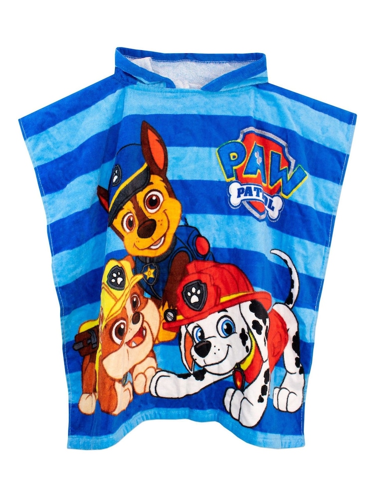Character Blue Paw Patrol License Kids Printed Swim And Beach 100% Cotton Towel Poncho - Image 2 of 5