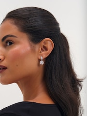 Jon Richard Metallic Rhodium Plated Cubic Zirconia Drop Clip Earrings - Image 2 of 3