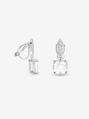 Jon Richard Metallic Rhodium Plated Cubic Zirconia Drop Clip Earrings - Image 3 of 3
