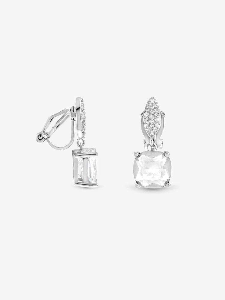 Jon Richard Metallic Rhodium Plated Cubic Zirconia Drop Clip Earrings - Image 3 of 3 Jon Richard Metallic Rhodium Plated Cubic Zirconia Drop Clip Earrings - Image 3 of 3