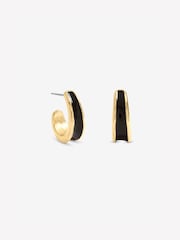 Jon Richard Gold Tone Jet Enamel Hoop Earrings - Image 1 of 1