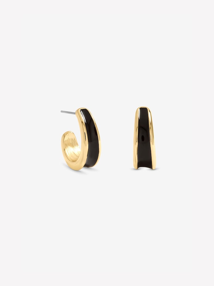 Jon Richard Gold Tone Jet Enamel Hoop Earrings - Image 1 of 1 Jon Richard Gold Tone Jet Enamel Hoop Earrings - Image 1 of 1