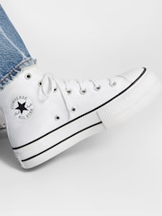 Converse White Pale Platform Lift High Top Trainers - Image 1 of 11