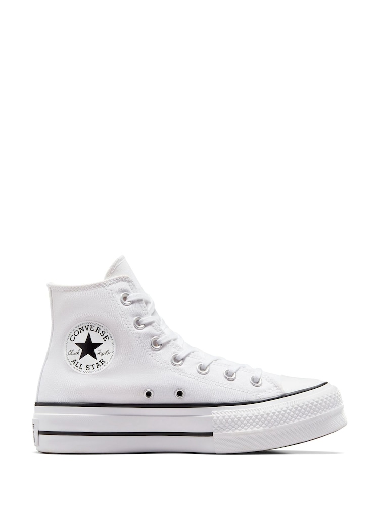 Converse White Pale Platform Lift High Top Trainers - Image 2 of 11