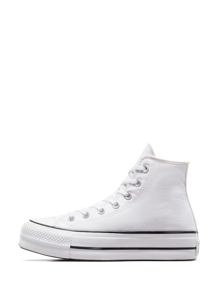 Converse White Pale Platform Lift High Top Trainers - Image 3 of 11
