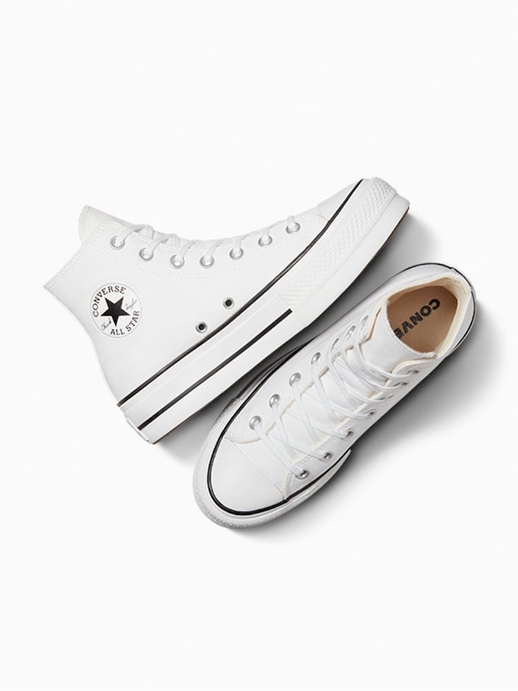 Converse White Pale Platform Lift High Top Trainers - Image 7 of 11