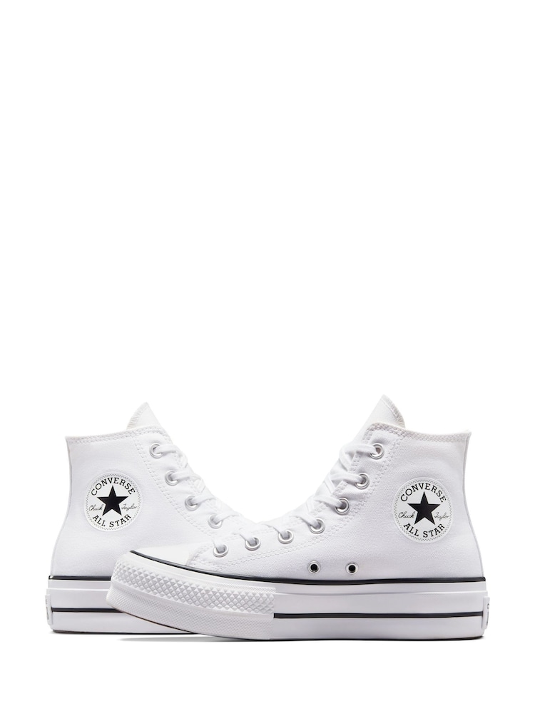 Converse White Pale Platform Lift High Top Trainers - Image 8 of 11