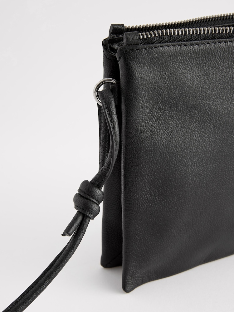 Black Leather Cross-Body Bag - Image 10 of 10