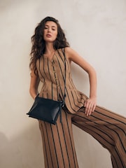 Black Leather Cross-Body Bag - Image 2 of 10