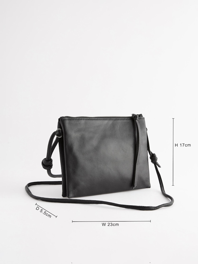 Black Leather Cross-Body Bag - Image 4 of 10