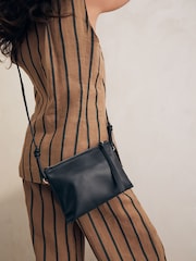 Black Leather Cross-Body Bag - Image 5 of 10