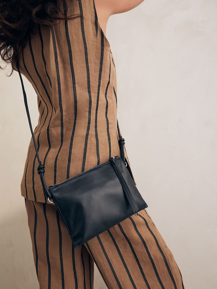 Black Leather Cross-Body Bag - Image 5 of 10