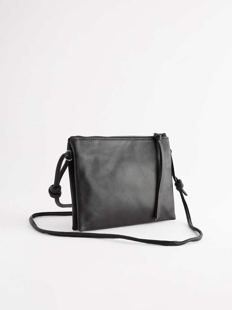 Black Leather Cross-Body Bag - Image 6 of 10