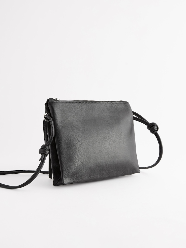 Black Leather Cross-Body Bag - Image 7 of 10