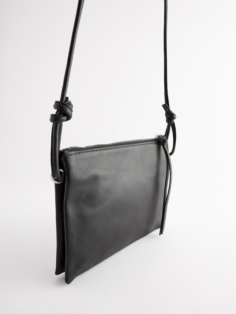 Black Leather Cross-Body Bag - Image 8 of 10