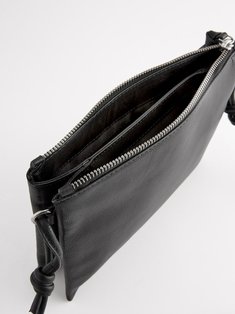 Black Leather Cross-Body Bag - Image 9 of 10