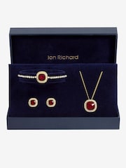 Jon Richard Gold Tone Garnet Crystal Trio Necklace Set - Gift Box - Image 1 of 2