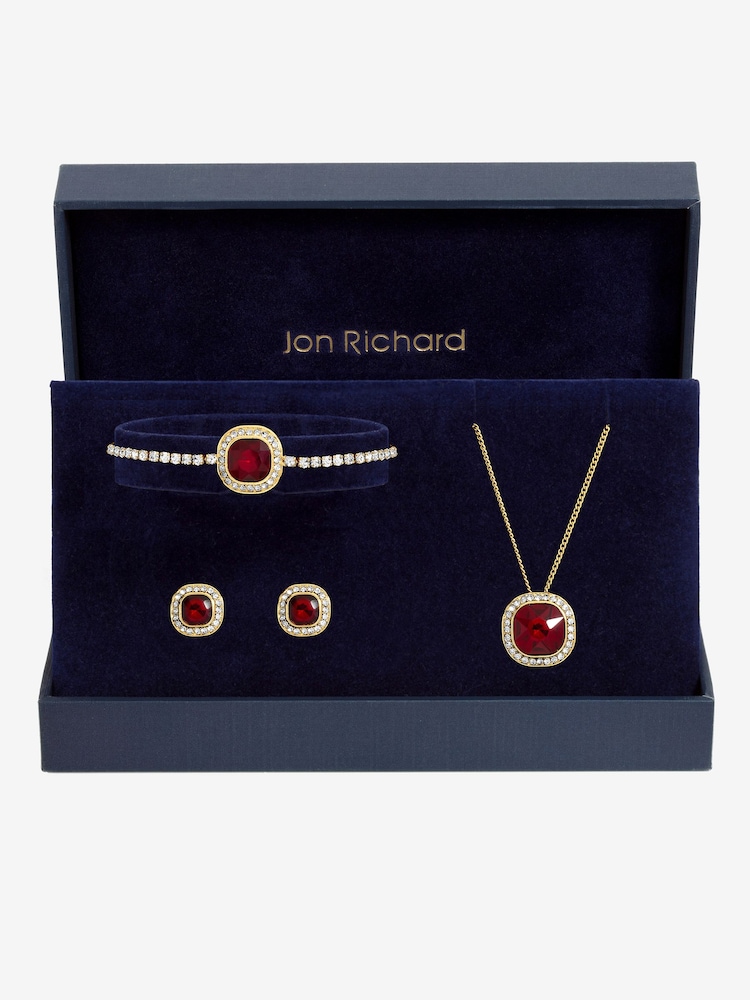 Jon Richard Gold Tone Garnet Crystal Trio Necklace Set - Gift Box - Image 1 of 2 Jon Richard Gold Tone Garnet Crystal Trio Necklace Set - Gift Box - Image 1 of 2