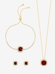 Jon Richard Gold Tone Garnet Crystal Trio Necklace Set - Gift Box - Image 2 of 2
