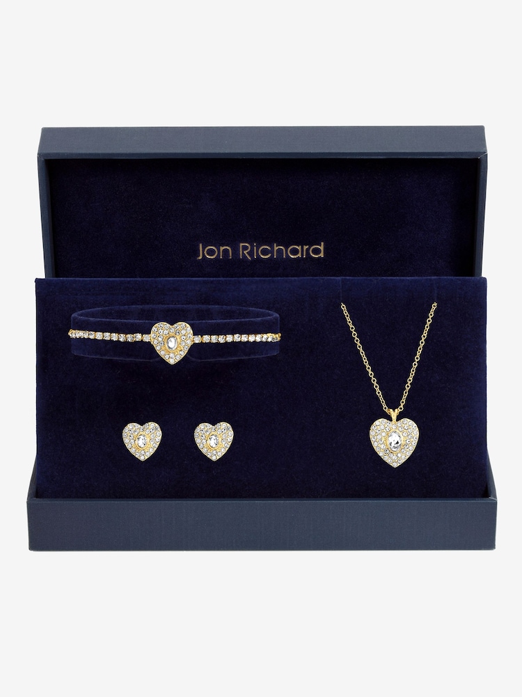 Jon Richard Gold Tone Crystal Heart Trio Necklace Set - Gift Box - Image 1 of 2 Jon Richard Gold Tone Crystal Heart Trio Necklace Set - Gift Box - Image 1 of 2
