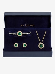 Jon Richard Gold Tone Emerald Crystal Trio Necklace Set - Gift Box - Image 1 of 2