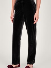 Monsoon Maria Velvet Straight Leg Black Trousers - Image 1 of 5